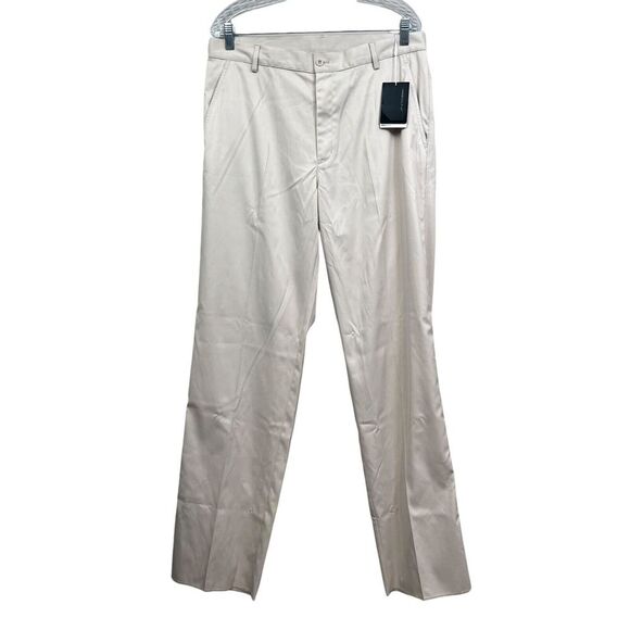 Nike Golf Mens Chino Pants FIT DRY Flat Front Slash Pockets Zip Khaki Size‎ W35